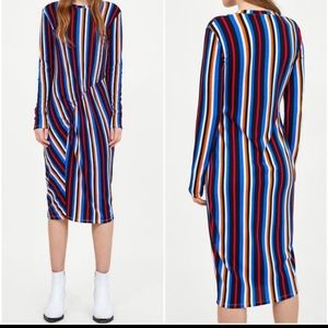 Zara Striped & Ruched Dress